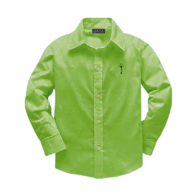 Jongens Meisjes Shirts Herfst Lange Mouw Tops Kraag Borduren Schooluniform Kledij Katoen Tees Kids Kinderen Verjaardagsfeestje Slijtage