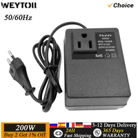 Convertidor de voltaje de 200W, transformador reductor de 220V a 110V, adaptador de viaje, inversor de enchufe UE/EE. UU./Reino Unido