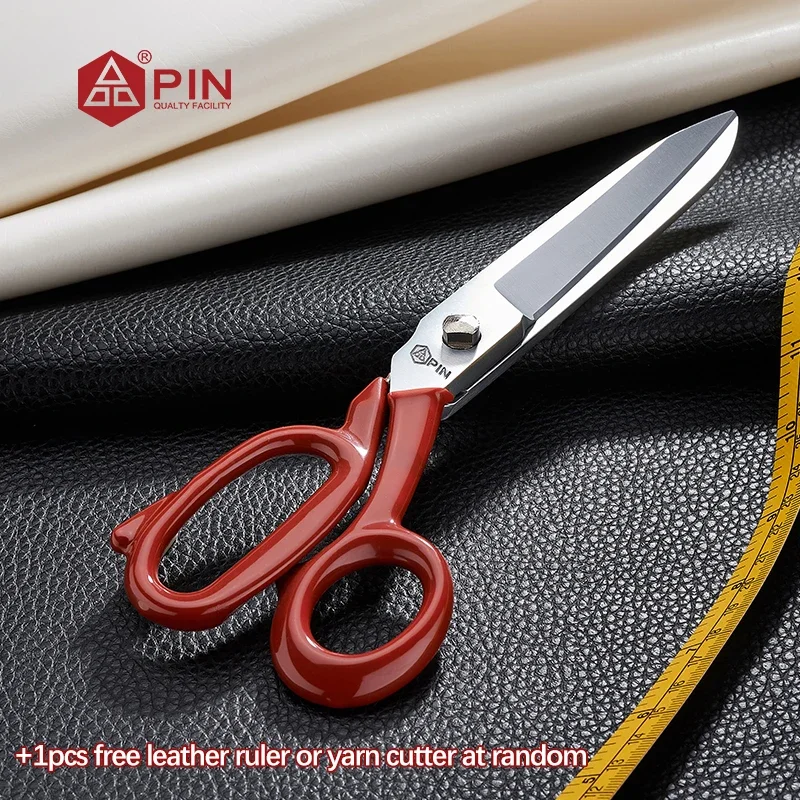 PIN Red Stainless Steel Sewing Scissors - Brazilian-Style Heavy Duty Shears, 3 Sizes Tailoring Tools for Fabric, Paper & Leather