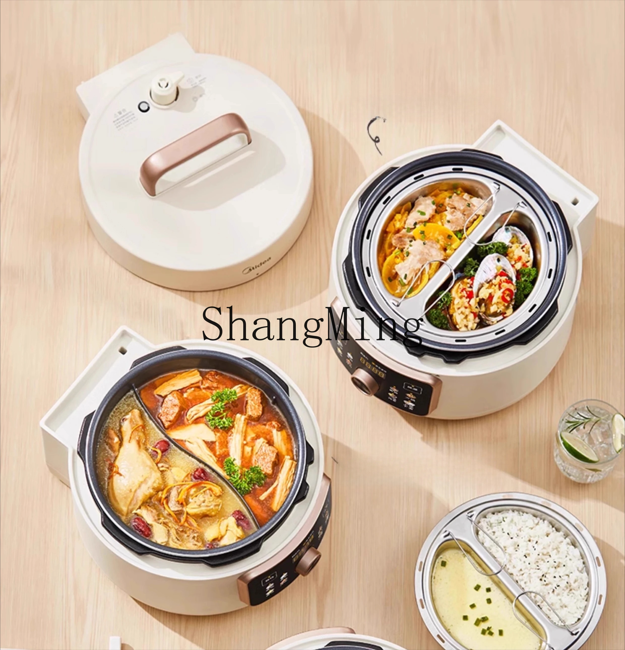 ZYY المنزلية 4L لتر مزدوج الصفراوي الحجز الذكي قدر الضغط الكهربائي الطبخ عصيدة إناء للحساء وعاء طباخ الأرز