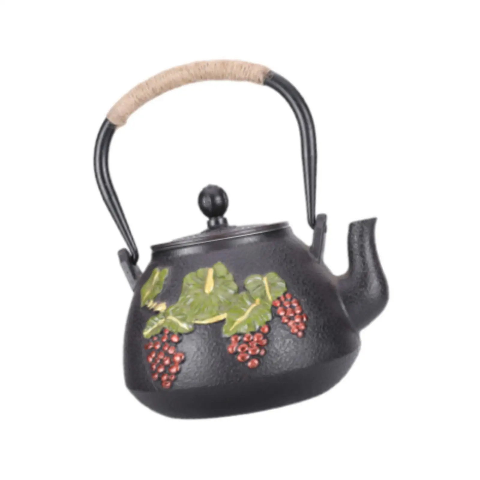 Cast Iron Teapot 1.2L with Lid Teaware Handle Sturdy Water Kettle with Strainer for Living Room Restaurant Hotel Kitchen Outdoor