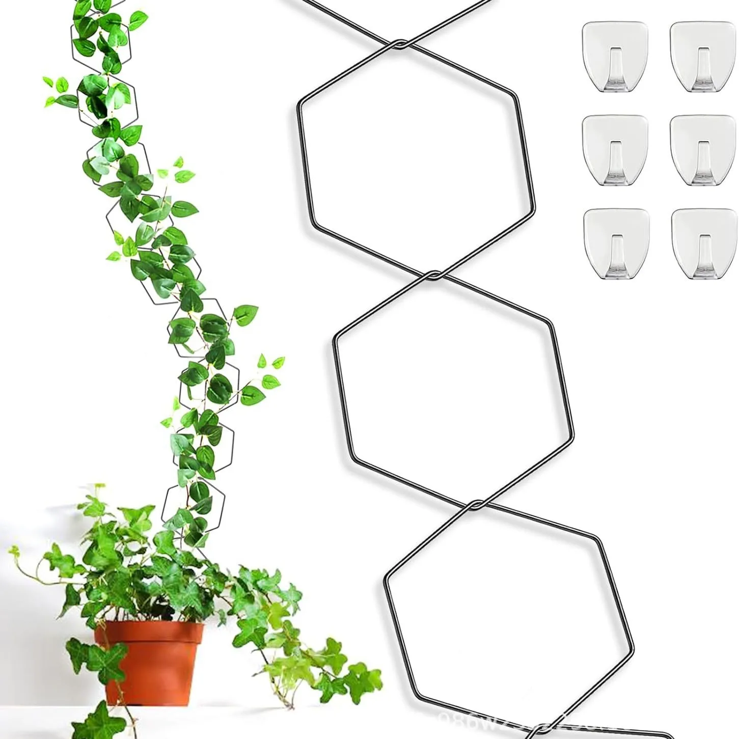 Plant Trellis Chain for Climbing Plants, Hexagon Chain Trellis, Climbing Plant Support Chain with Hook, Pothos Plant Climber Sup