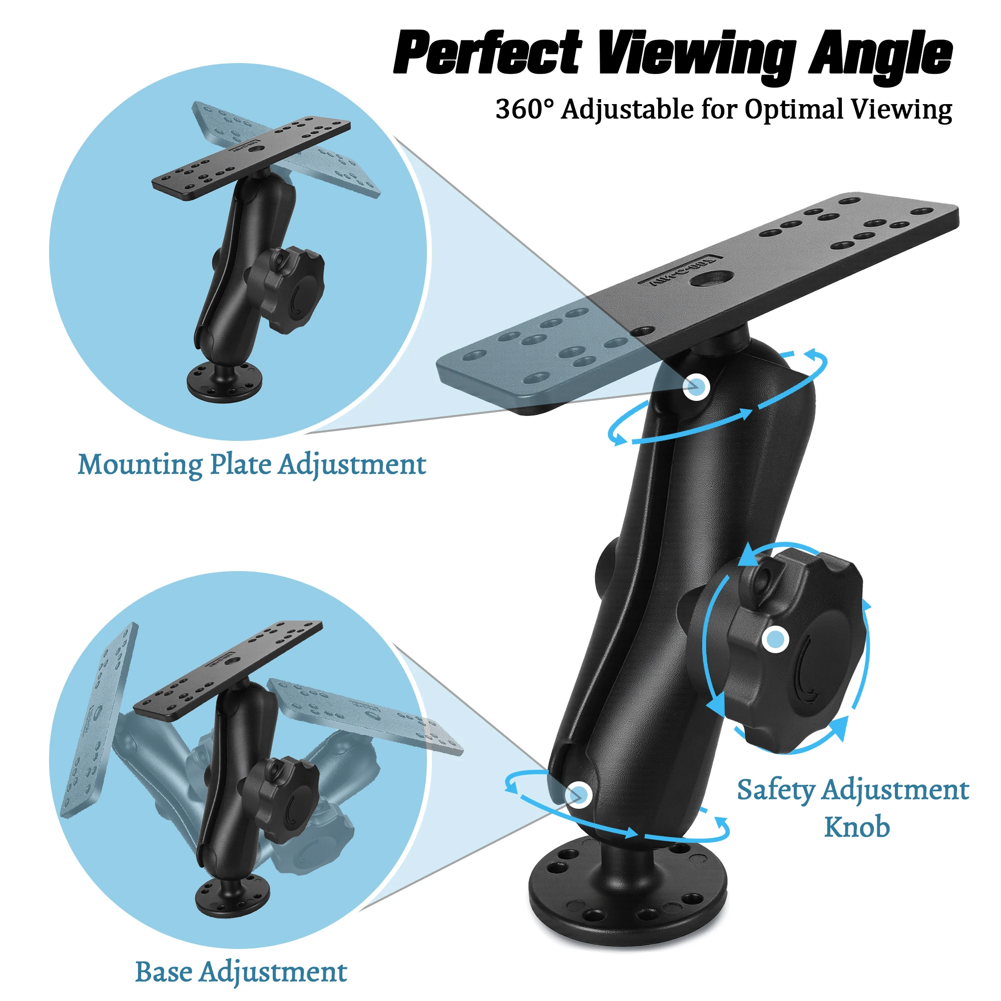 Aluminum Anti-Theft Fish Finder Mount with 1.5