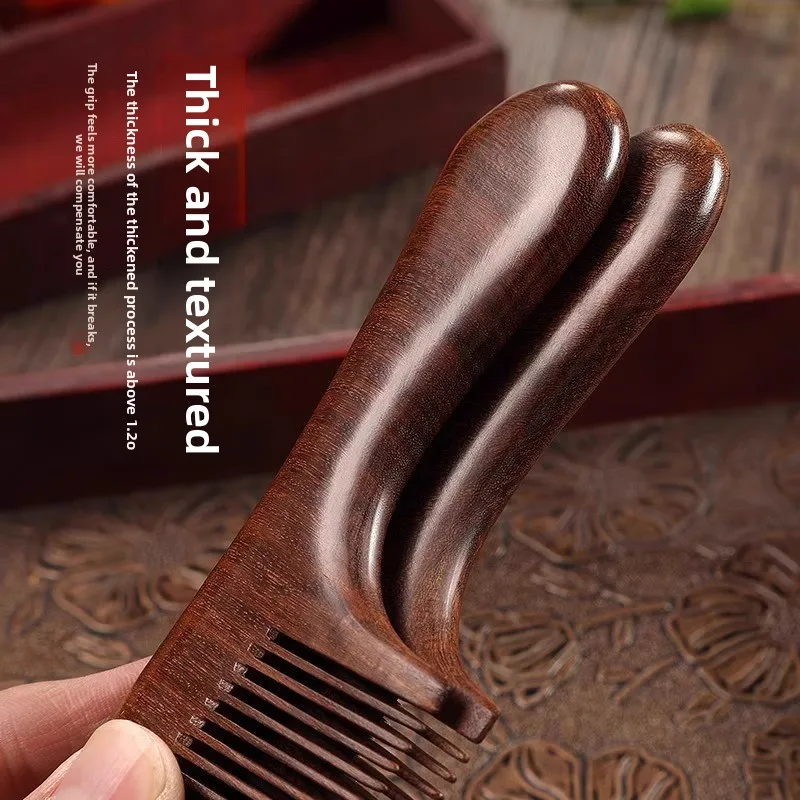 قطعتين من خشب الخوخ الصحي المنزلي المضاد للخشب الصندل، شعر متين مضاد للكهرباء الساكنة، مصنوع يدويًا بشكل رائع للسلامة والصحة