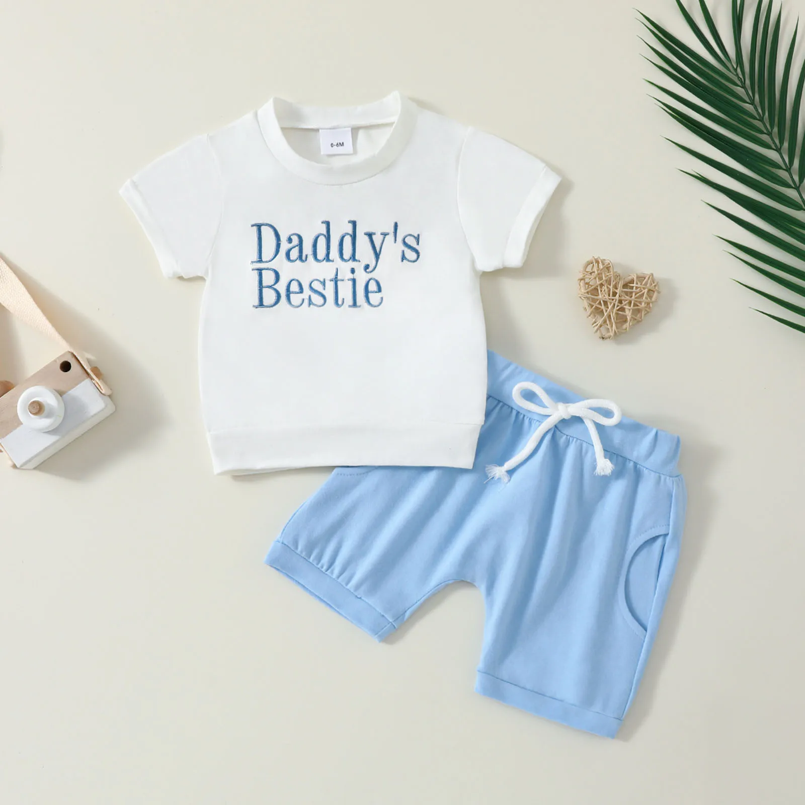 0-3Y Newborn Toddler Baby Boys Girls Clothes Sets Cute Short Sleeve Letter Embroidery Tops Shorts Two Piece Summer Outfits Sets