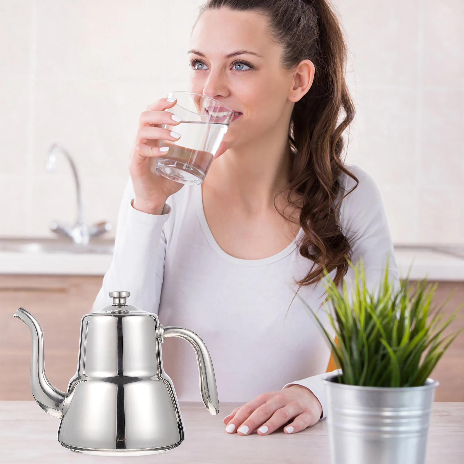 

Teapot with Filter Stainless Steel Water Kettle Pots for Stovetop Drainer Gooseneck Metal Coffee Creative