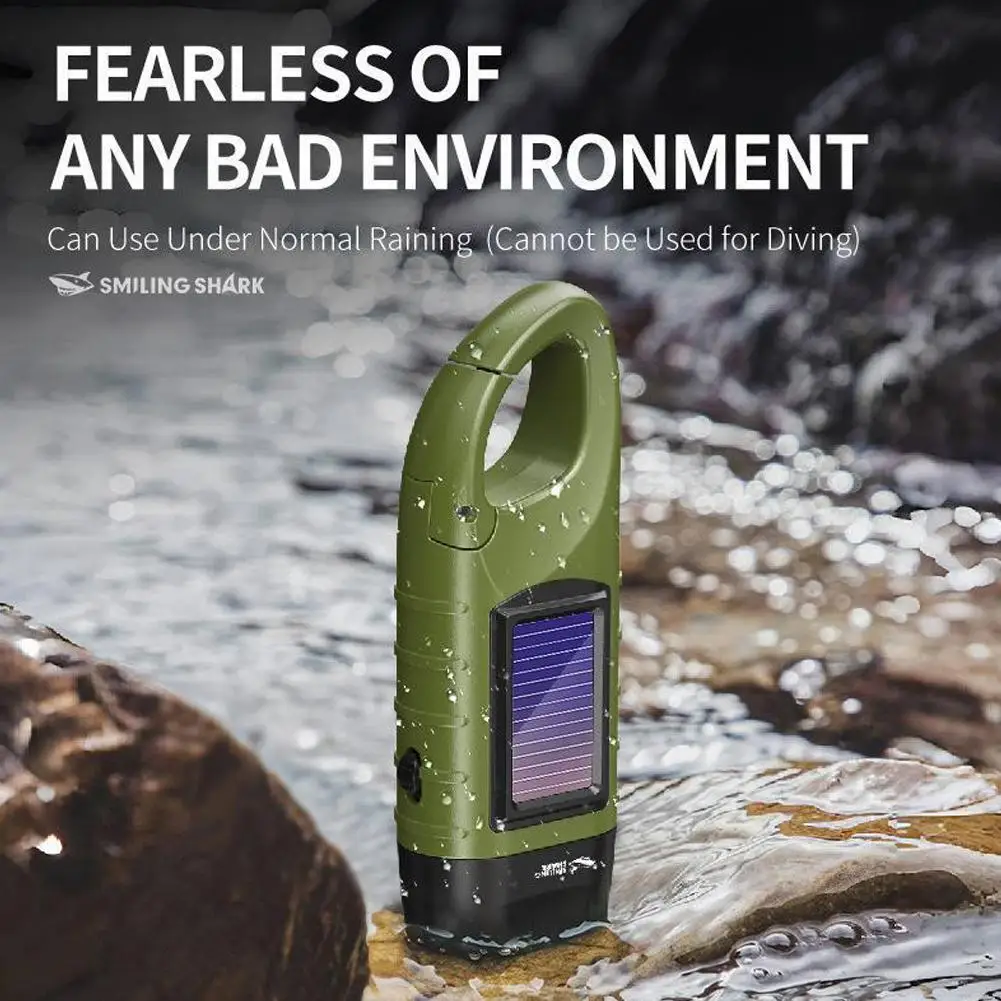 

New upgrade 3LED Portable Outdoor Hand Crank Solar Powered Flashlight For Fishing Hiking With Folding Buckle Emergency Lamp