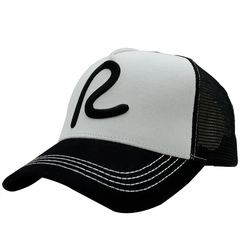 Letter R Embroidered Baseball Hat Women's Men's Snap Cap Women's Men's Sunshade Hat Unisex Adjustable Cotton Truck Hat