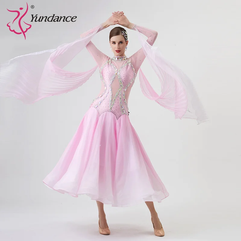 B-2288 New Women Modern Dance Rhinestone Color Diversity Dress Ballroom National Standard Waltz Competition Performance