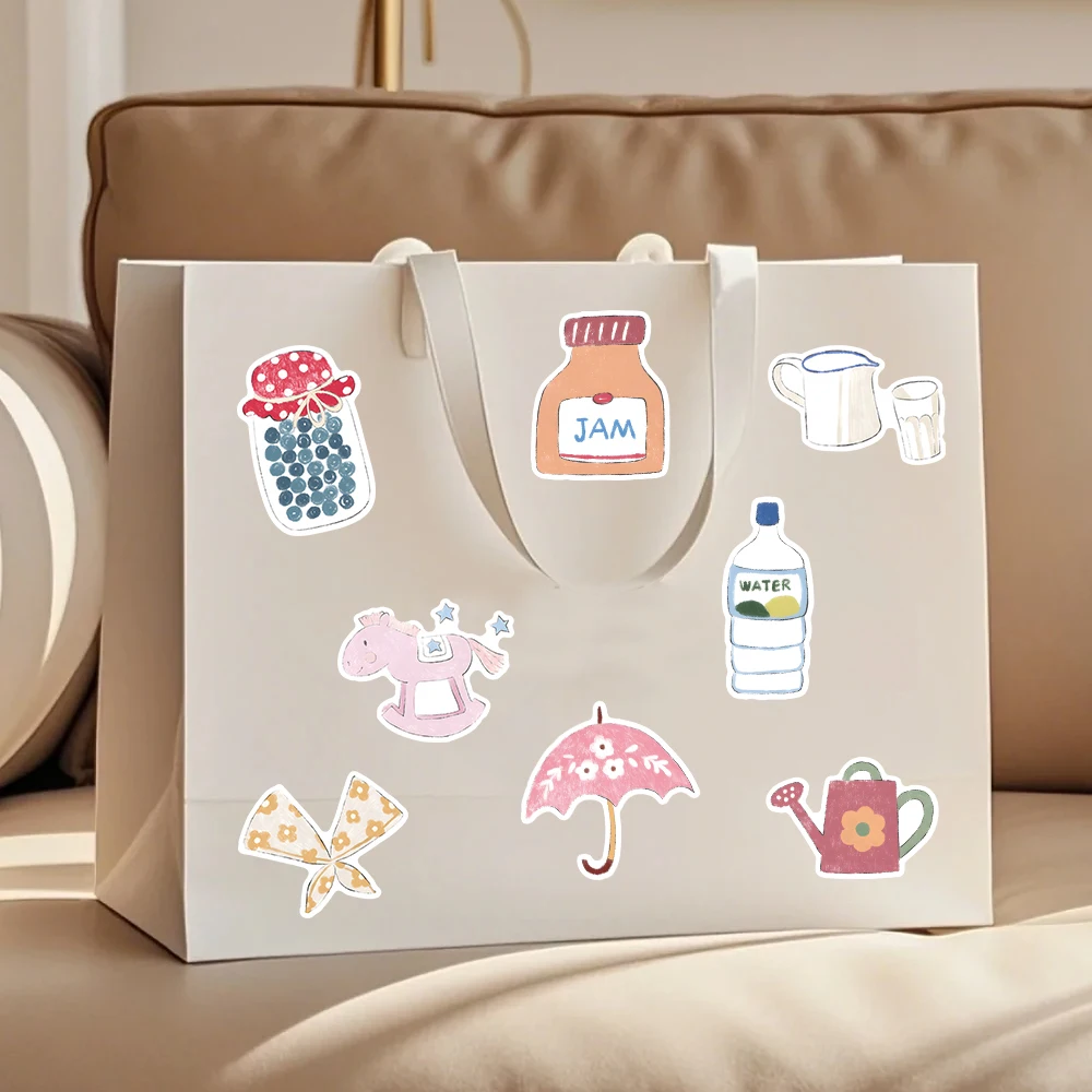 51 قطعة من ملصقات الحياة المرسومة يدويًا، مجموعة شارات يومية ساحرة لمجلة الكمبيوتر المحمول وزجاجة المياه وسجل القصاصات ديكور الكتابة على الجدران