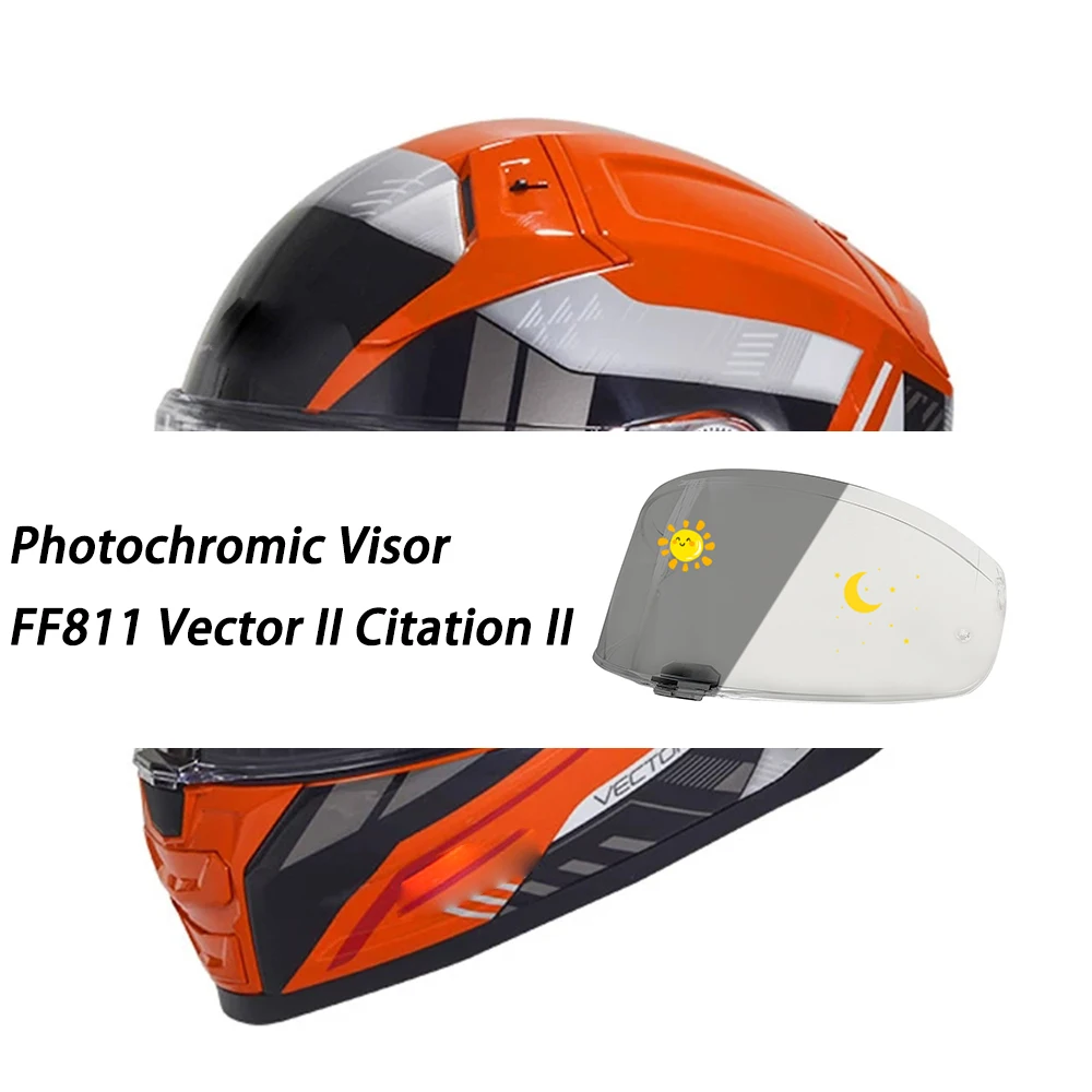 Motorcycle Helmet Photochromic Visor For LS2 FF811 Vector II Citation II Helmet Visors Replacement Lens Accessories Windshield