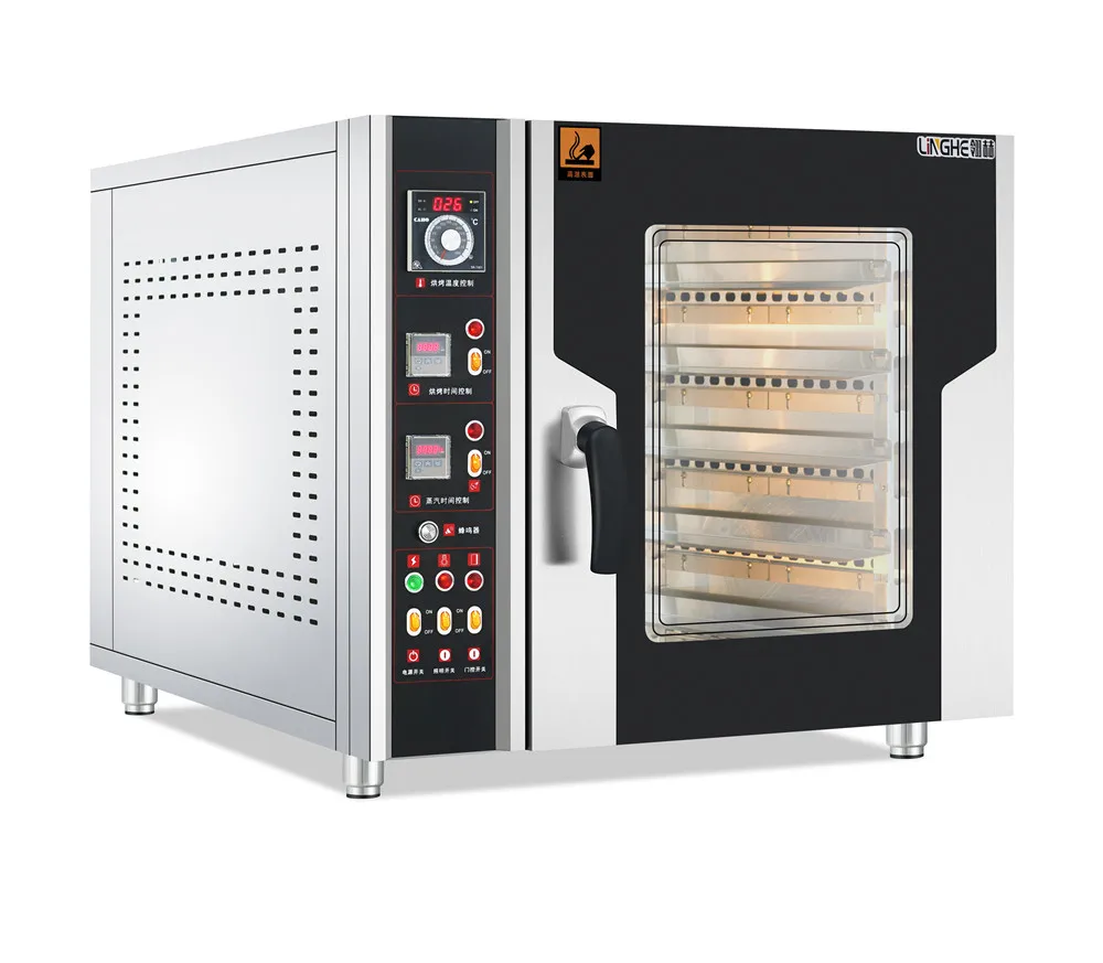 Commercial Baking Equipment Durable 8 Trays Electric Combi Steamer Deck Baking Oven