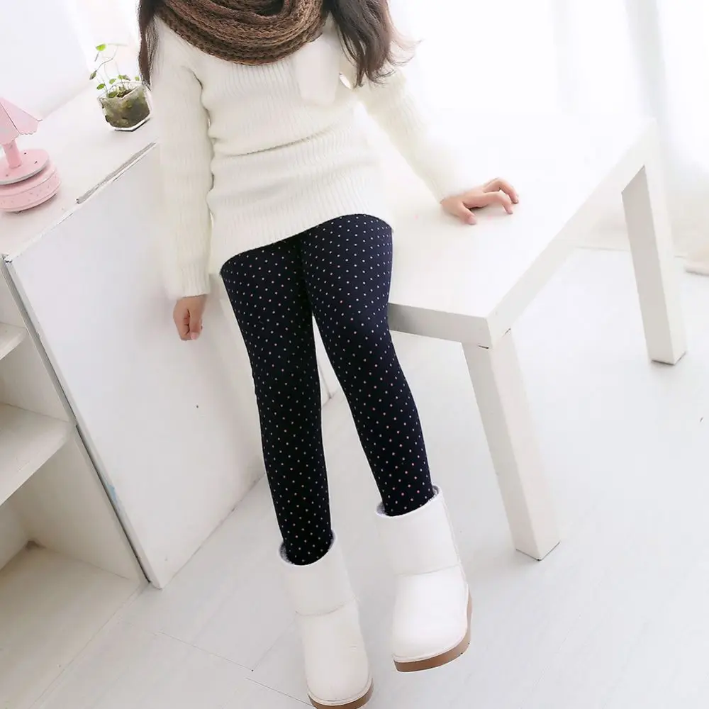 Girls Leggings for Kids Polka Dot Print Casual Pants Cute Toddler Thickening Warm Trousers Teenage Child 2 To 12 Years