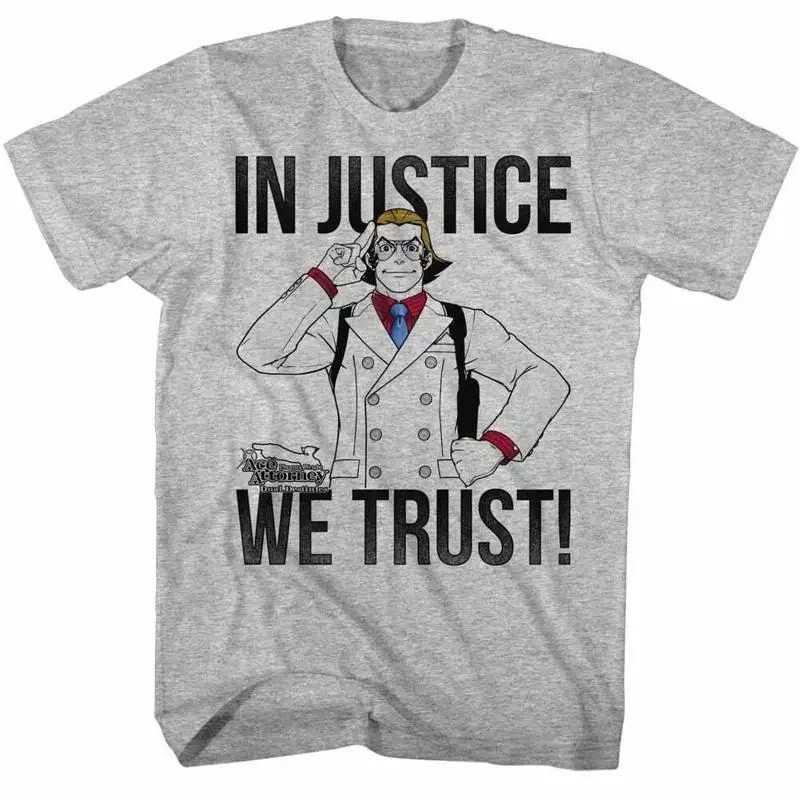 Ace Attorney In Justice We Trust Gaming Adult Grey Heather T Shirt
