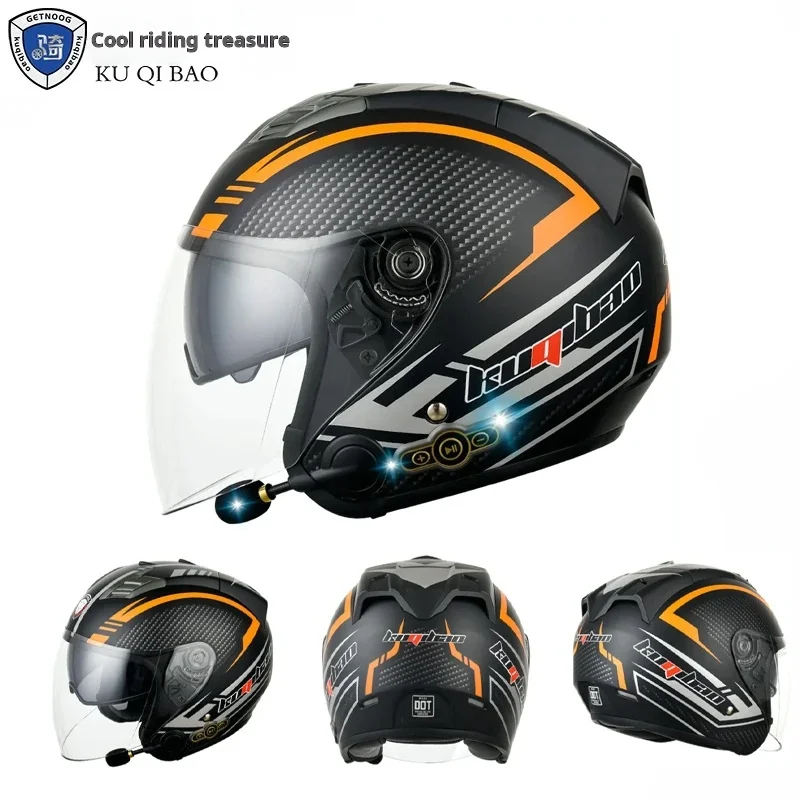 

Kuqibao мотоциклетный шлем со встроенными Bluetooth HD линзами, шлемы для мотокросса Aprobado Por DOT ABS Crash Casco, полушлем