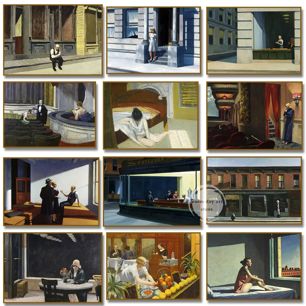 (No frame)Edward Hopper Famous Realistic Master Art Poster Canvas Painting Woman  Landscape Wall Art Living Room Home Decorat
