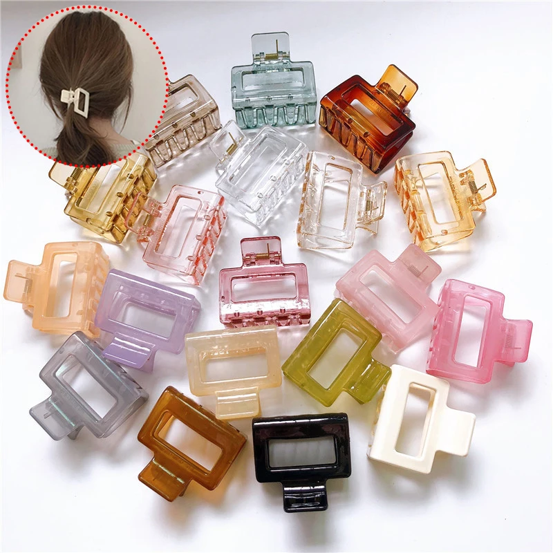 Square Transparent Hair Claw Korean Style Crab Clamp Geometric Transparent Hairgrip Beautiful Hair Accessories Claw Clip