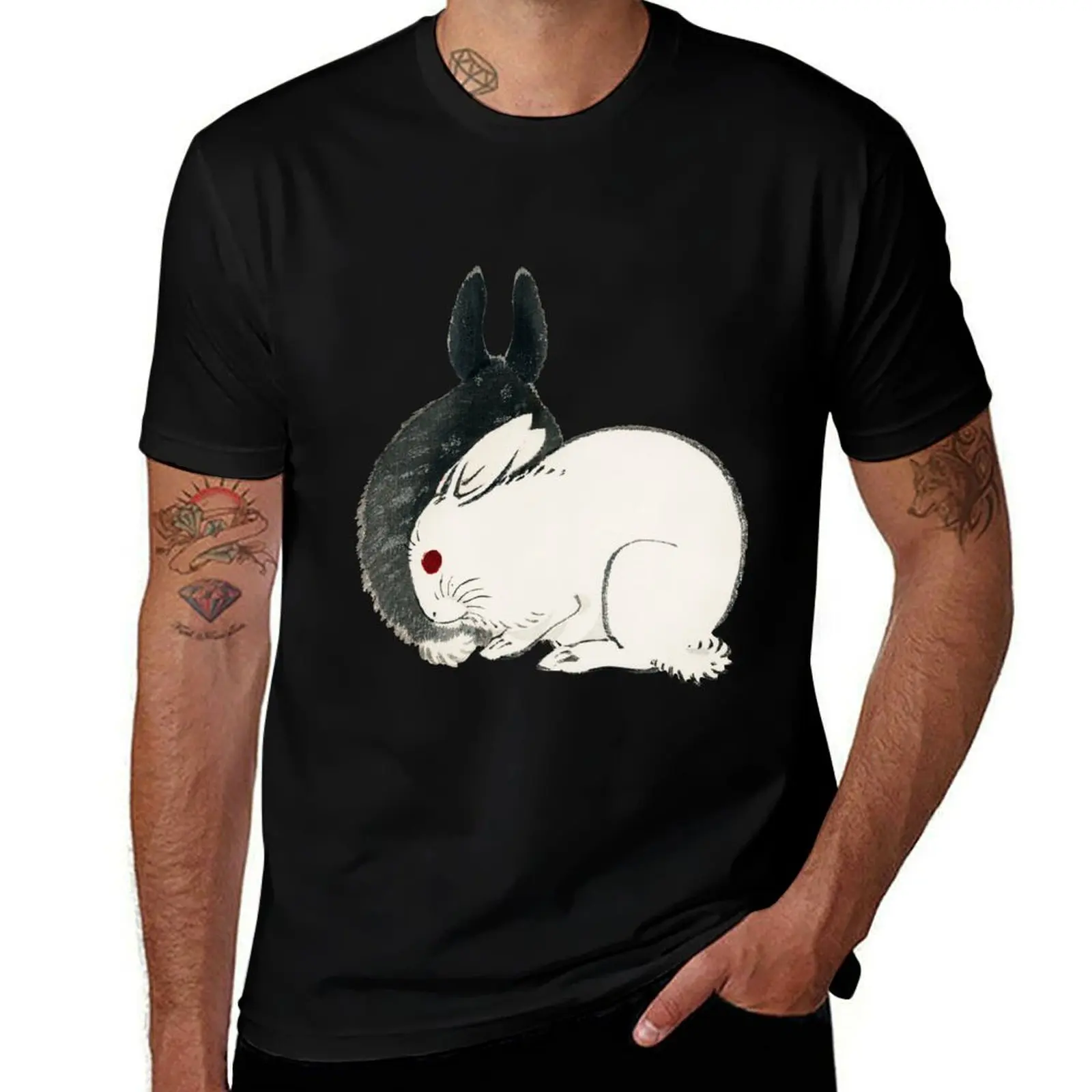 

Black and white rabbits by Kōno Bairei T-Shirt t shirt man designer cotton t shirt pack T-Shirt