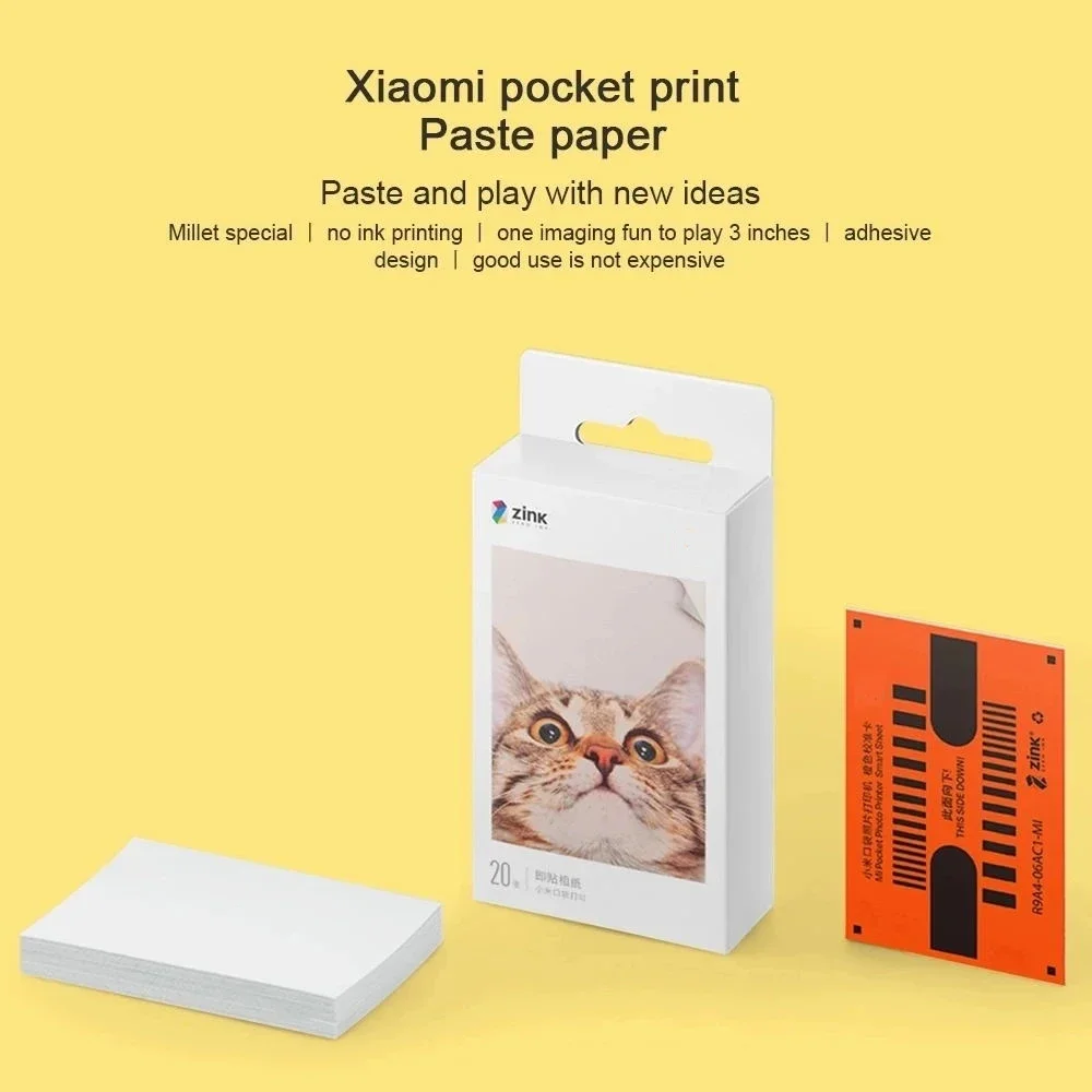 Papel de impresora de bolsillo Original Xiaomi ZINK, impresión fotográfica autoadhesiva, 10/50/100 hojas, Mini papeles de impresora Xiaomi de 3 pulgadas