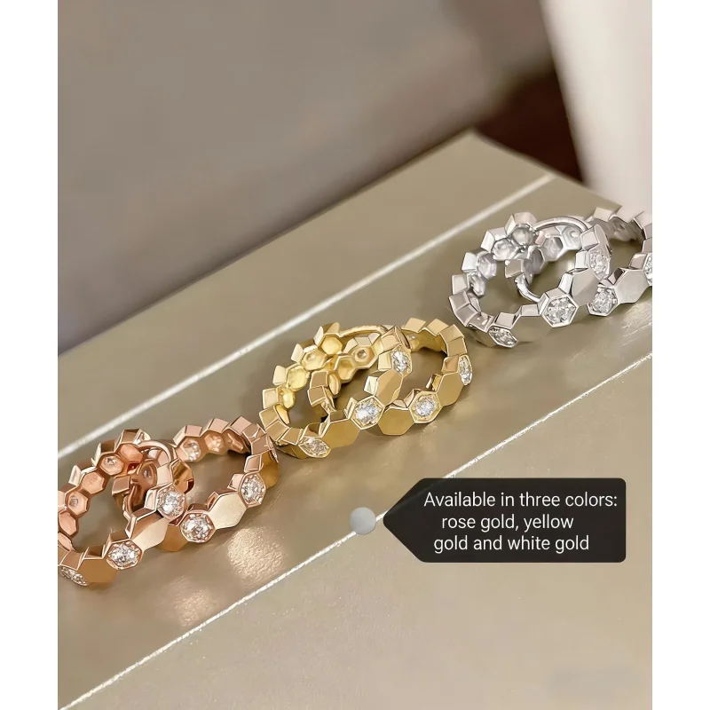Simple Luxury 18K Gold Plated Earrings in Rose Gold White Gold Fashionable Ear-Piercing Accessory for Women