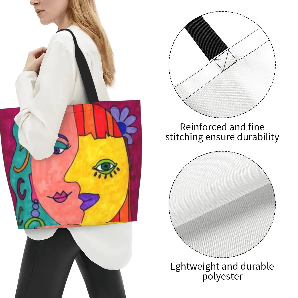 Fashion Pablo Picasso Art Shopping Tote Bag Reusable Groceries Canvas Shoulder Shopper Bag