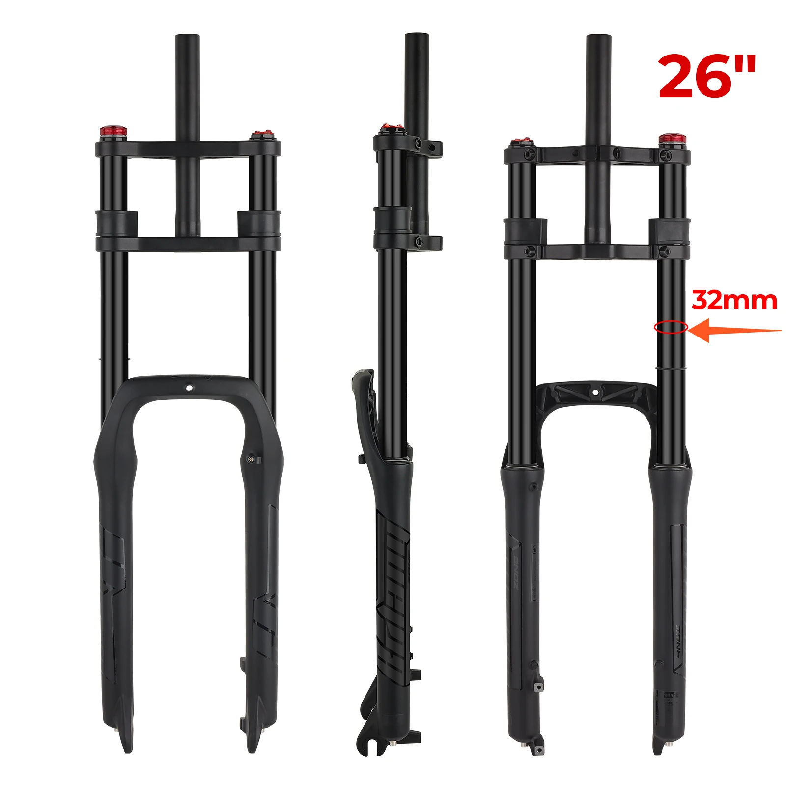 BOLANY Dubbele Schouder Sneeuw Voorvork 20*4.0 inch/26*4.0 inch MTB Vork 130mm Reizen Luchttoevoer Fiets Vork E-bike Vork