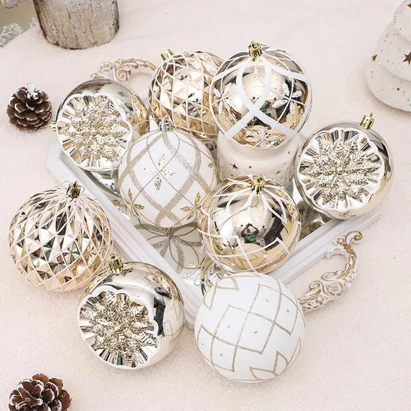 

9-pack Christmas ball decorations Shatterproof Christmas hanging balls Golden Christmas balls for holiday wedding decorations