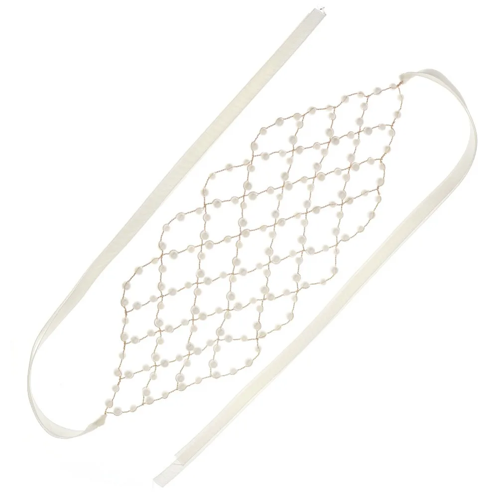 Bar Mitzvah Crown Rhinestone Hair Band Rhinestone Net Shape Pearl Princess Hair Band Headband Hair Accessories Bride Tiaras