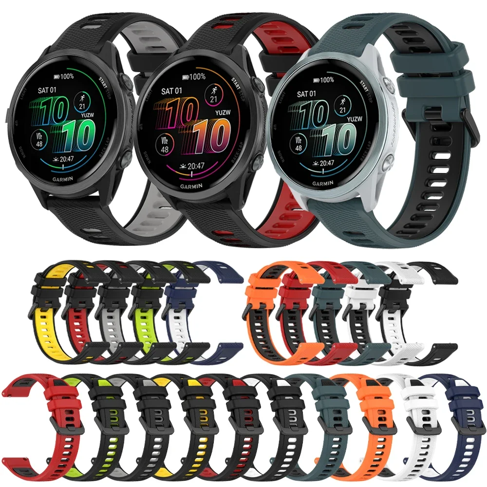 

Двухцветный спортивный ремешок для Garmin Forerunner 570 47 мм 42 мм 265 255 Силиконовый ремешок 20 22 мм для браслета Garmin Venu 3 2Vivoactive 6