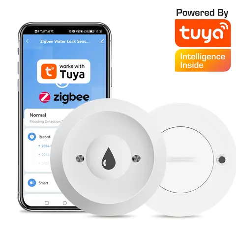 Hot Zigbee 워터 센서 Tuya 홍수 누출 감지기 App 주방/욕실 지원을위한 원격 모니터링 홈 어시스턴트
