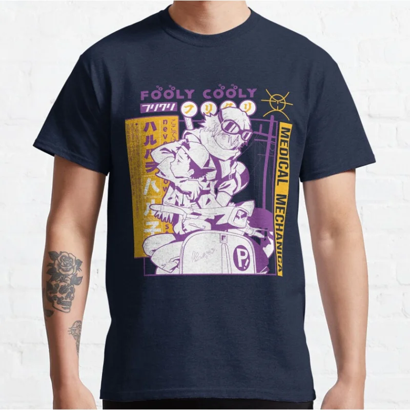 

Video Game Idol Fooly Cooly Gift t shirt for Anime lover FLCL Graphic shirts Y2K clothes All size Tops Cartoon tee