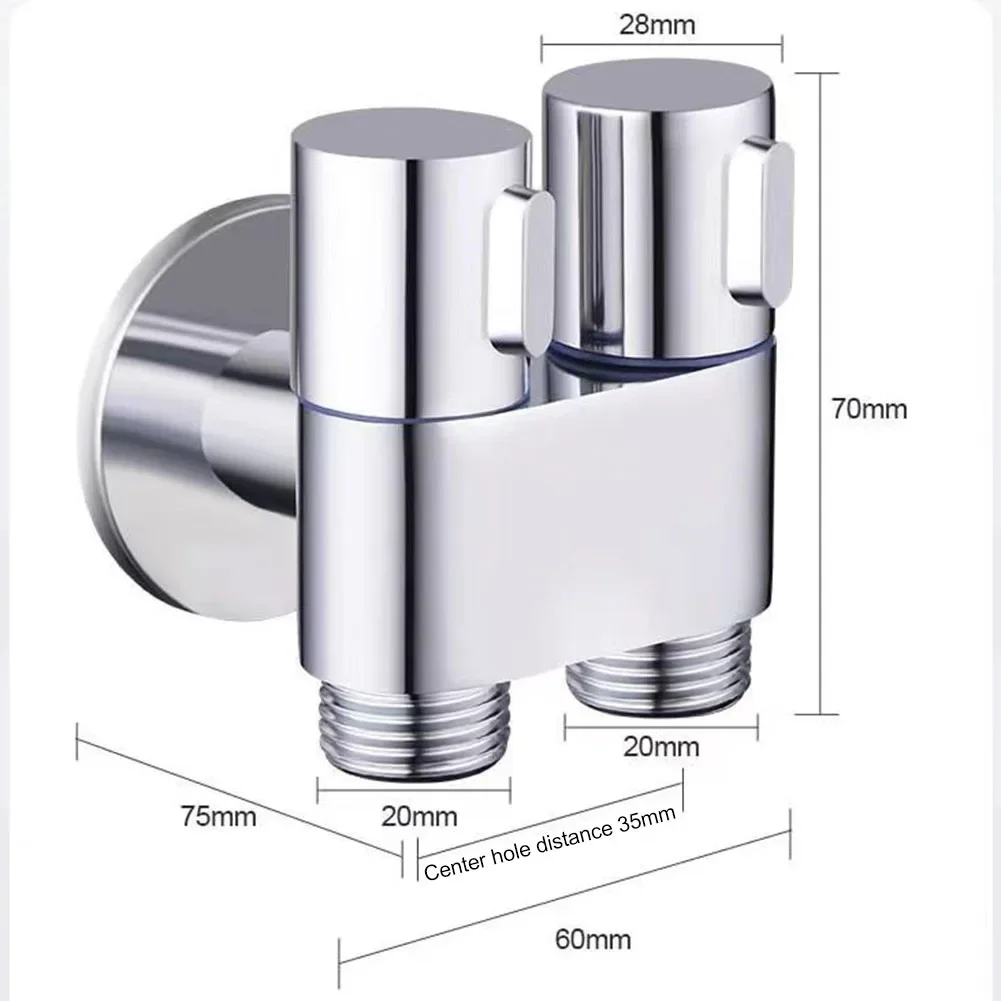 G1/2 1 In Two Out Double Control Washing Machine Faucet Toilet Triangle Valve Kitchen Sink Bathroom Basin Faucet Accessories