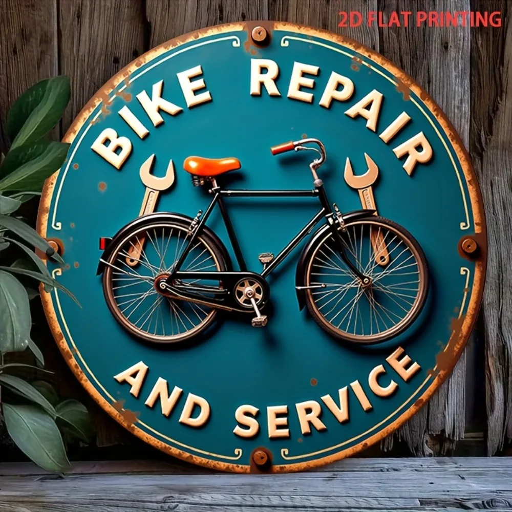 Vintage Bicycle Metal Sign Retro Art Decor Plate Wall Hanging Artwork for Garage Studio Man Cave Home Decoration Easy to Install