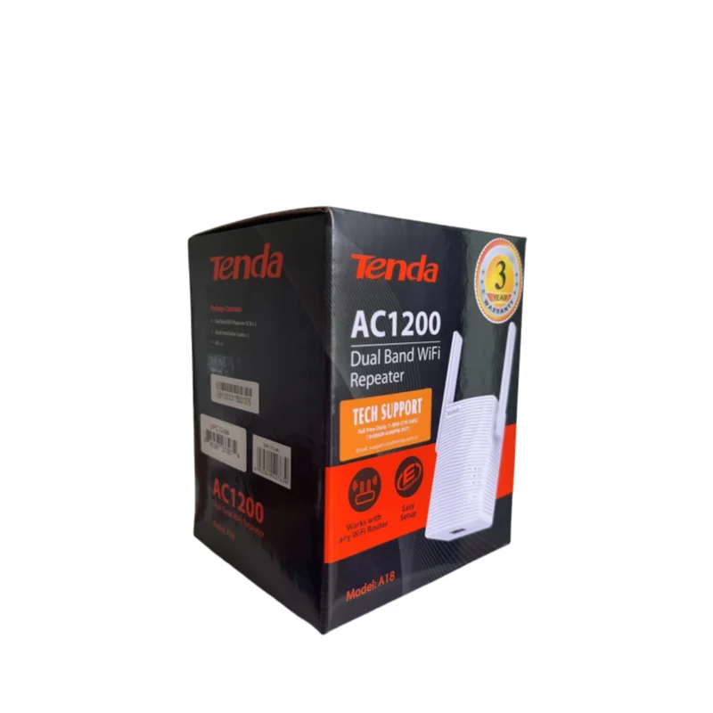Tenda A18 Dual-Band AC1200 WiFi Range Extender with Ethernet Port, WiFi Signal Booster Covers Up to 1300 Sq.ft and 20 Devices