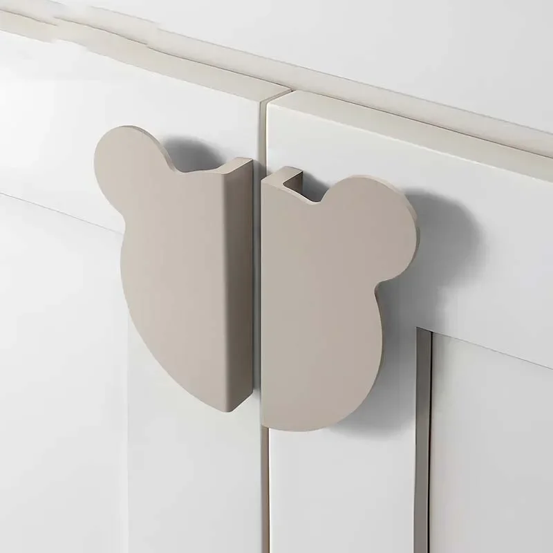 Pegangan Kartun Anak-anak-Tarik Laci Kepala Beruang, Kenop Setengah Lingkaran Warna-warni untuk Perabot Kamar Anak-anak, Pegangan Pintu Lemari Kabinet