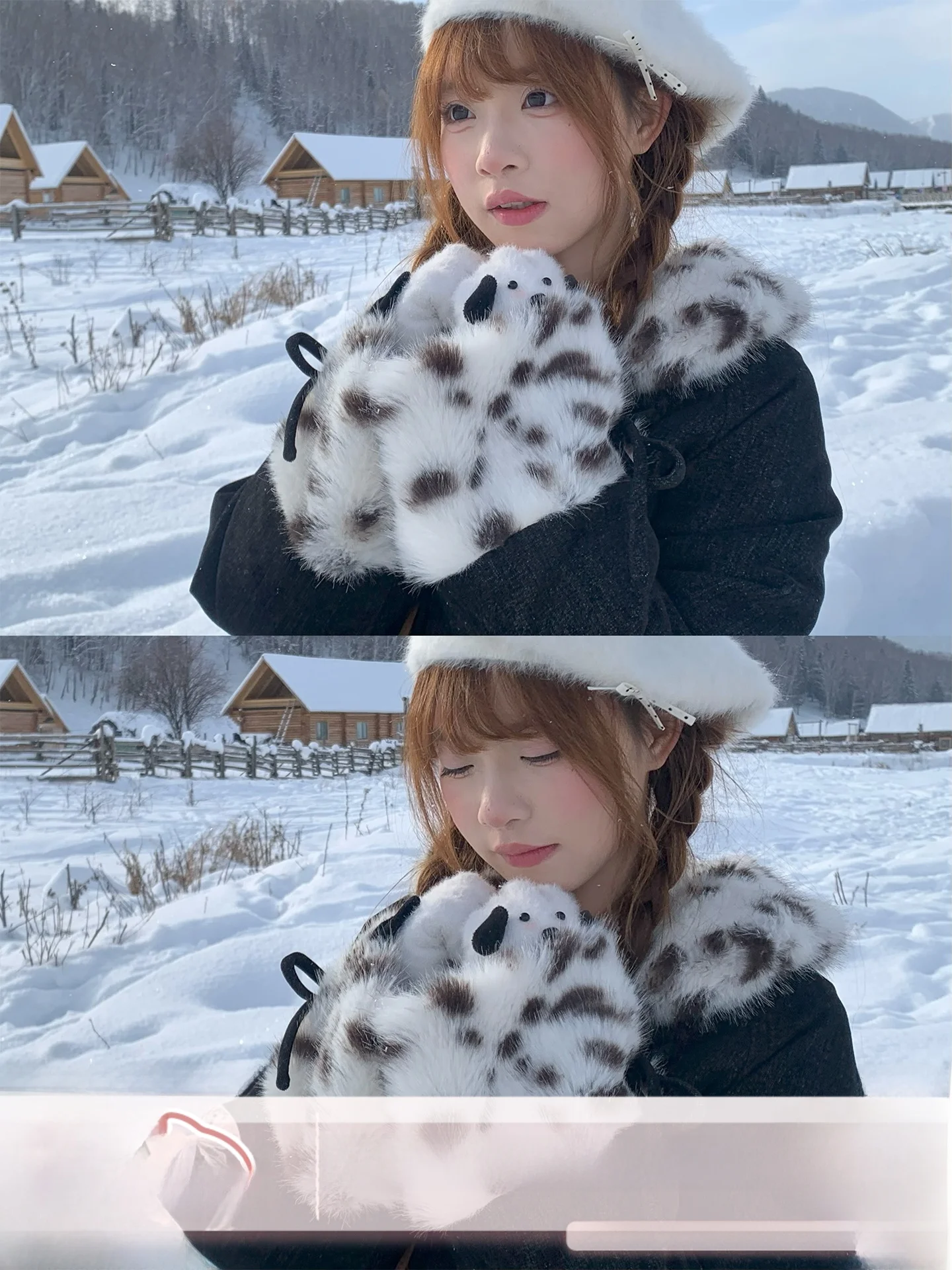 

Комплект Bla Sugar Bear: зимняя хлопковая куртка с леопардовым принтом и воротником-бантом, юбка, Sinsingirl, для повседневной носки, с длинными рукавами