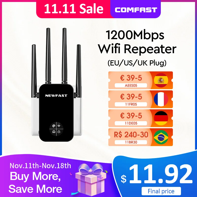 1200M WiFi Repeater Lange afstand smart OLED 5Ghz Draadloze Wifi Extender Wi-Fi Versterker Wifi
