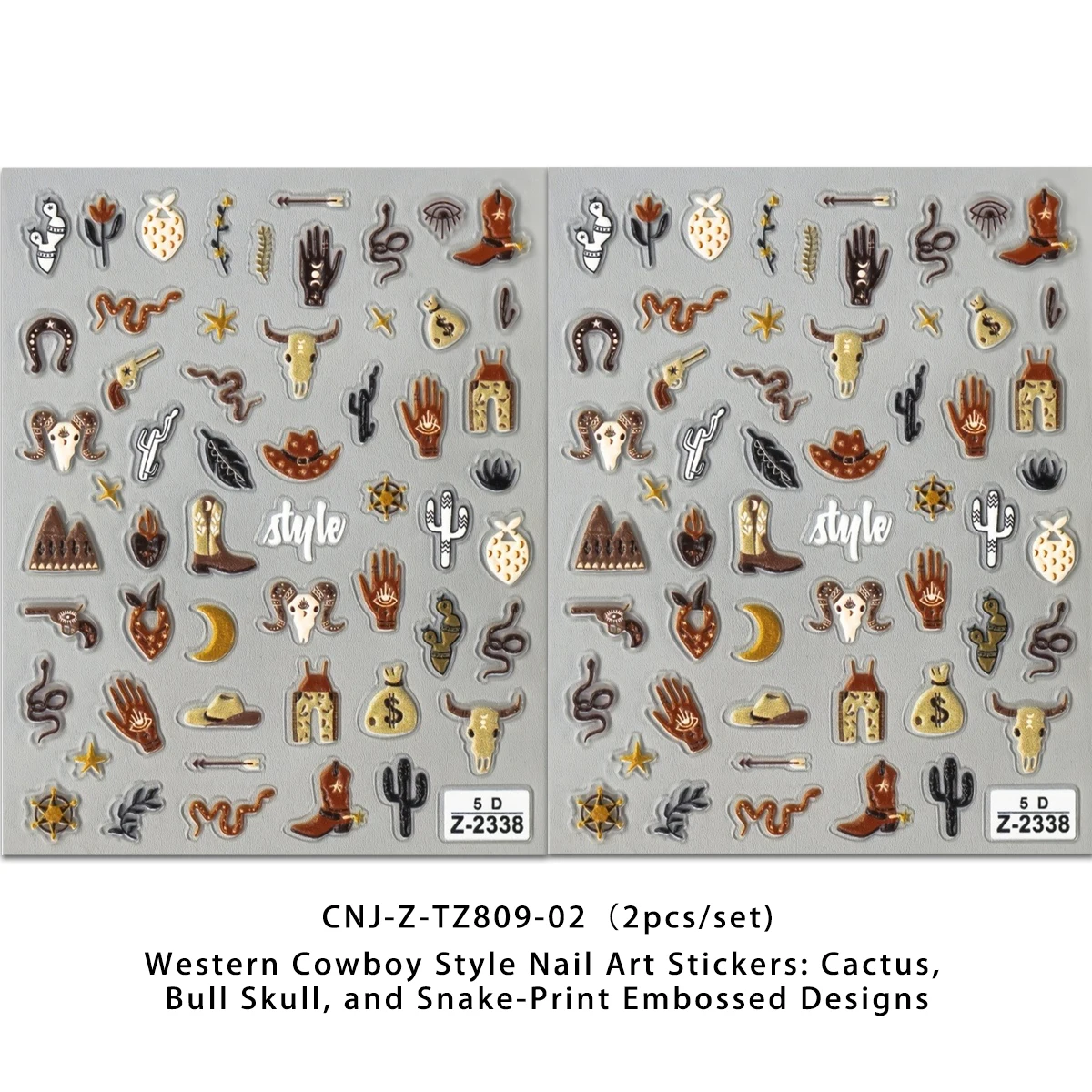 5D 3D Relief Brown Western Cow - огляд і ціна Nail Art France