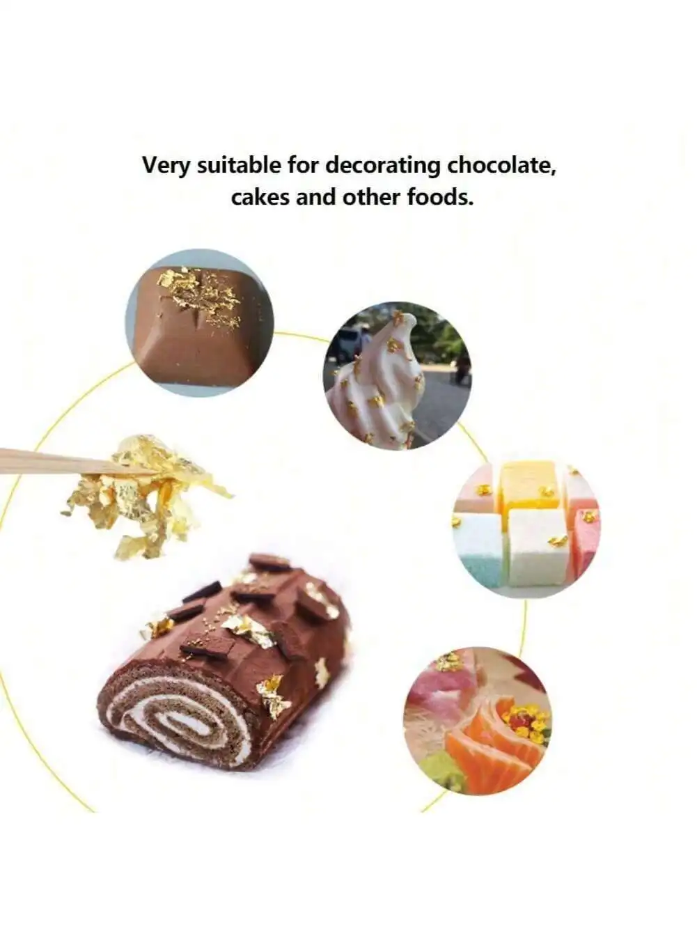 Goldblättchen, Goldfolie zur Kuchendekoration, Goldblätter zum Kochen, Dessertbacken, Goldfolie für Schokoladen-Dekoration, Goldblättchen – Detail 5