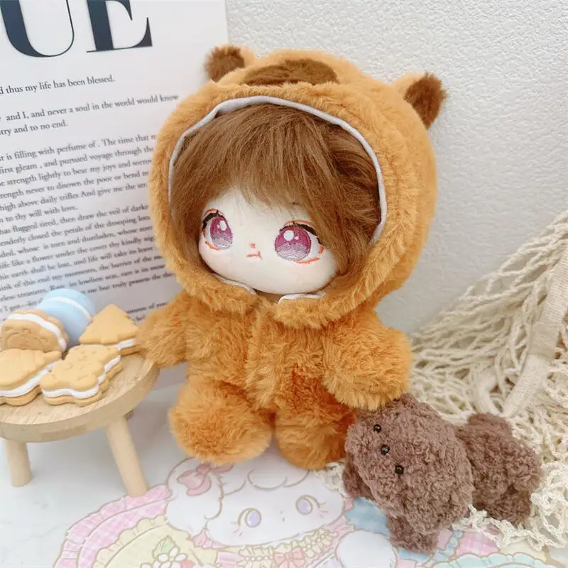 20cm Kawaii Cartoon Capybara Fluffy Coat Suit Plush Cotton Doll DIY Clothes Accessories Stuffed Toy for Kids Girls Birthday Gift