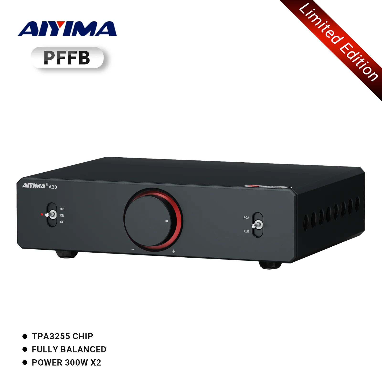 AIYIMA A20 PFFB مكبر كهربائي TPA3255 Hifi 300 واط X2 ستيريو قوة أمبير مع XLR/RCA إدخال متوازن بالكامل HPF مرشح تمرير عالي