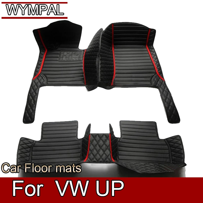 Custom Automotive Car Floor Mats For VW UP 2014 2015 2016 2017 Auto Luxury Leather Men Women Car Mats Full Coverage