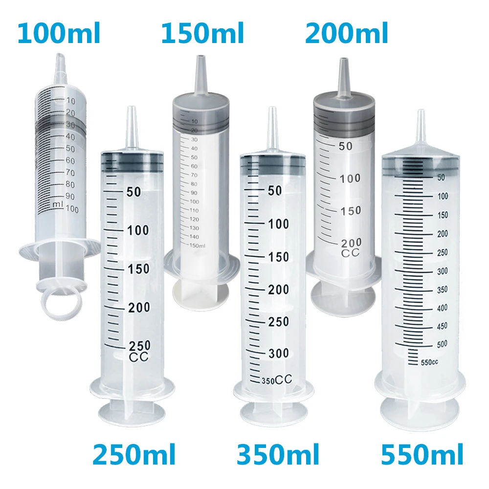 100/150/200/250/350/550ml Large Capacity Syringe With 100cm Hose Reusable Pump Measuring For Draw Ink Liquid Oil Glue Applicator