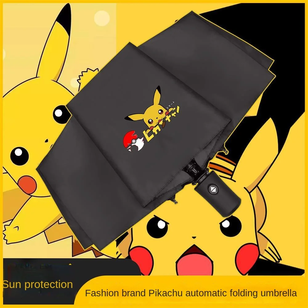 TAKARA TOMY Pikachu Umbrella Automatic Student Animation Folding One Key To Open The Cartoon Sun Umbrella