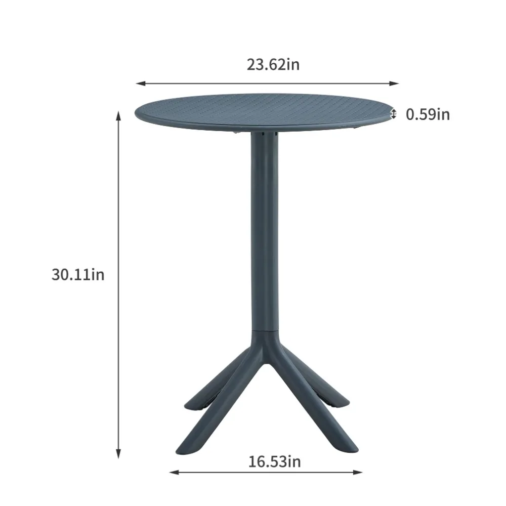 طقم بيسترو بلاستيك المحيط مكون من 3 قطع من الفحم المعاد تدويره GRS كراسي فناء ممتازة قابلة للتكديس طاولة صديقة للبيئة في الهواء الطلق وحديقة المقهى