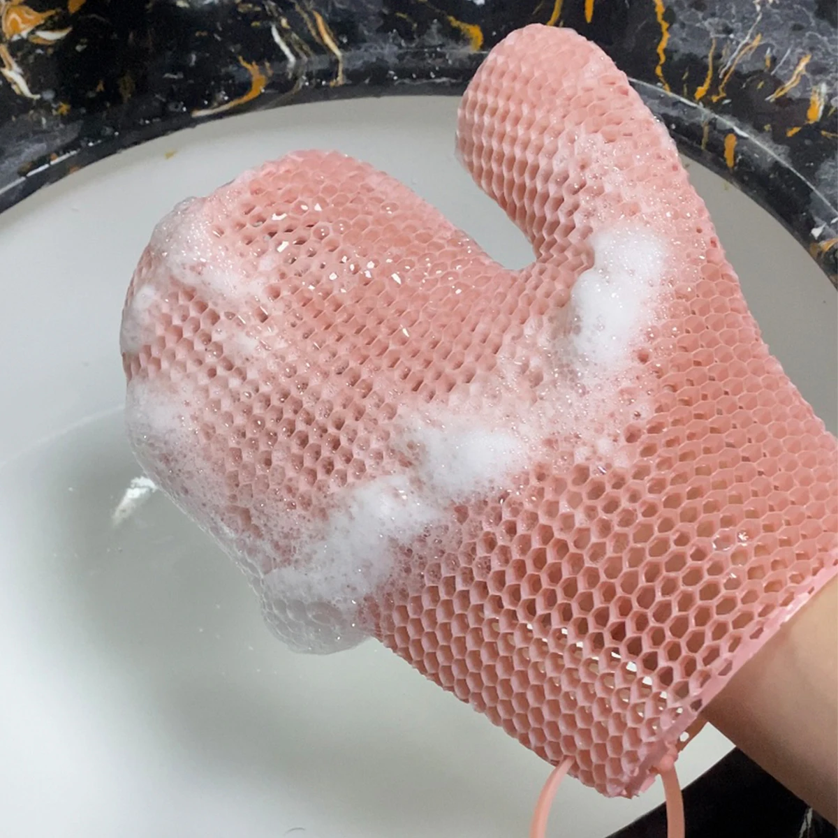 2-Piece TPU Exfoliating Bath Gloves - Soft and Gentle on the Skin, Lathers Richly, Easy to Clean, Breathable Design, an Essentia