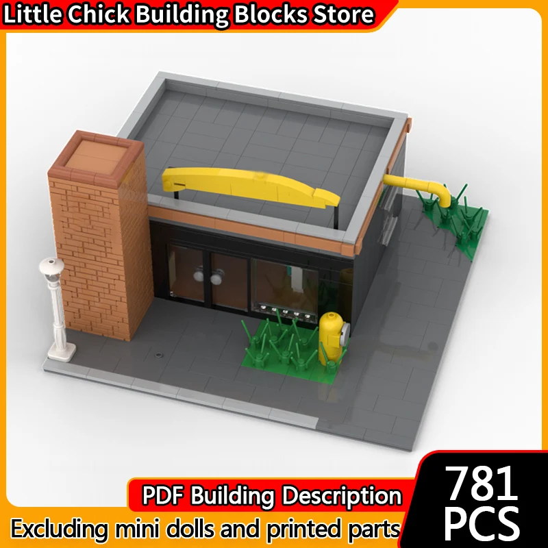 City Street View Model MOC Building Bricks Fast Food Restaurant Modular Technology Children Holiday Gifts Assemble Toys Suit