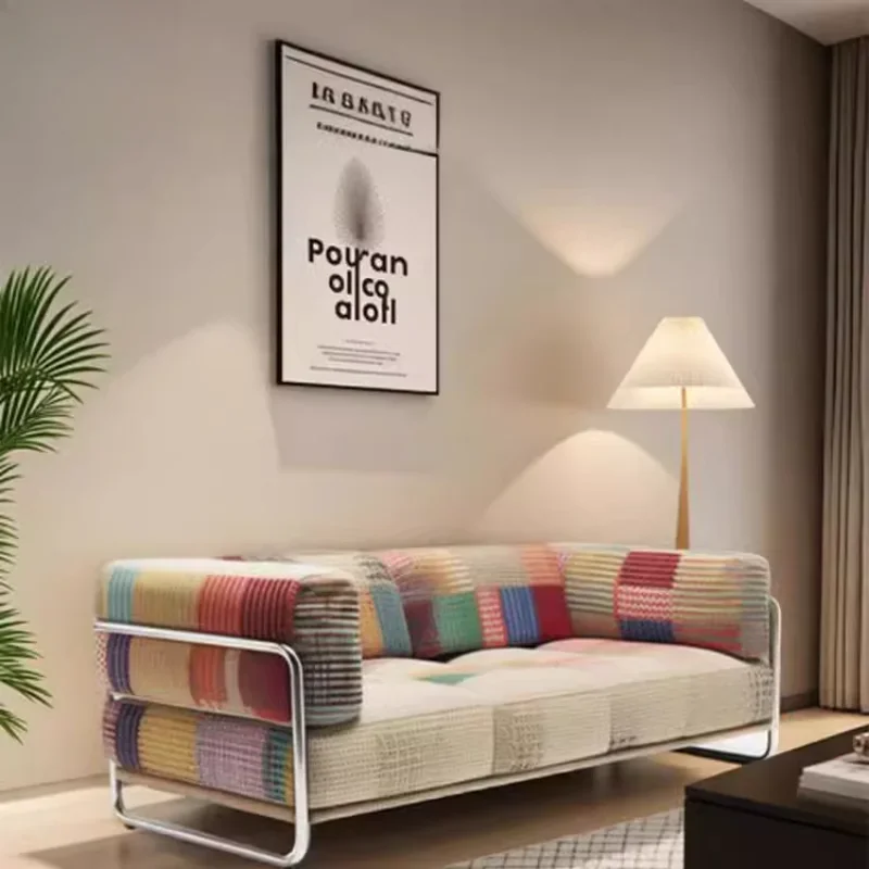 Rainbow sofa Bauhaus style ancient stainless steel fabric sofa