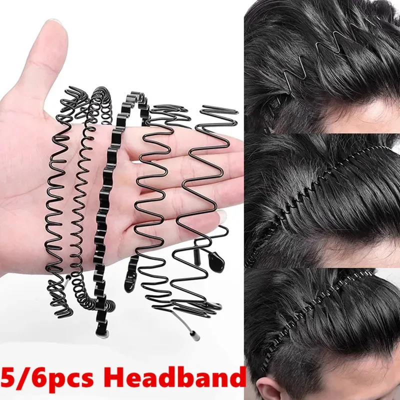 

5/6pcs Metal Headband for Men / Women Fashion Hair Bands Outdoors Sports Non Slip Smooth Elastic Teeth Comb Hair Accessories