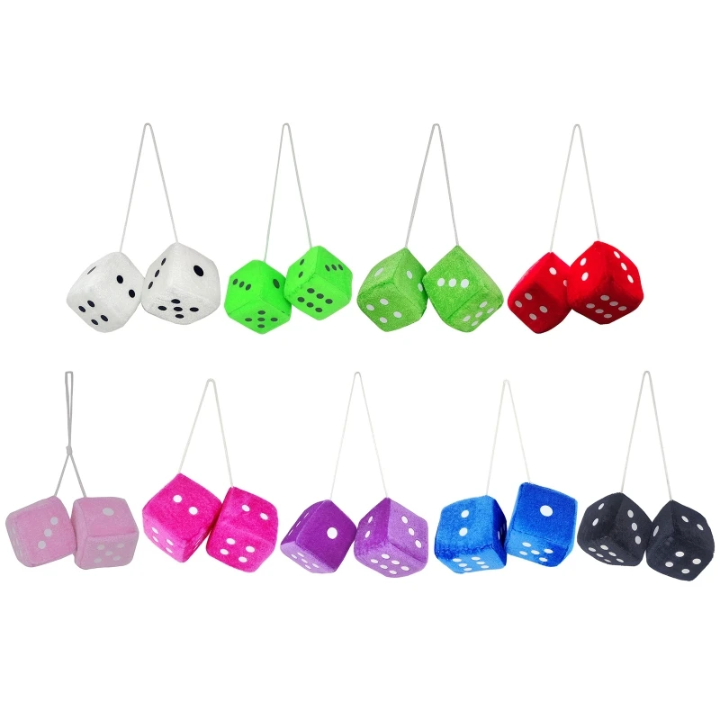 4/6/7/7.5cm Fuzzy Multicolor Plush Dices Car Hanging Pendant New Year Dice Velvet Dice Model Decoration Rearview Mirrors Styling